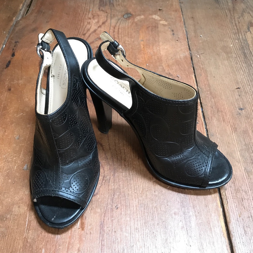 Coach black heather heels size 6.5.